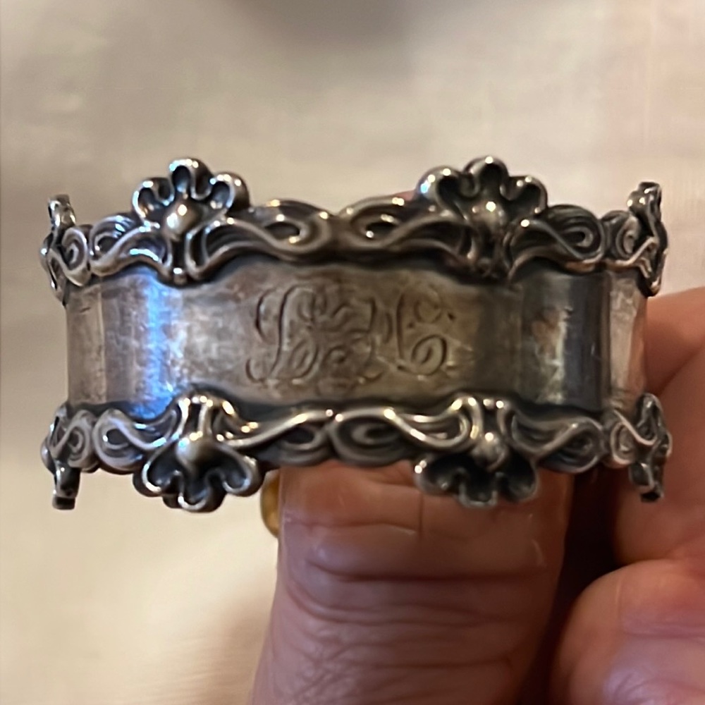 Antique Sterling Silver 65 engraved napkin ring